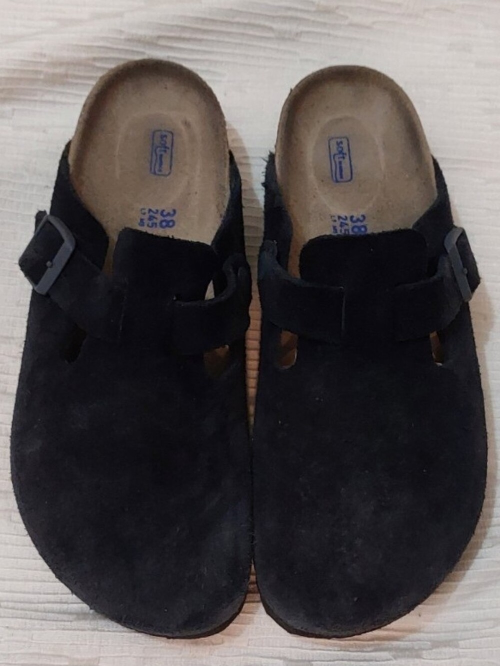 Birkenstock Soft Footbed Black Suede Boston Clogs